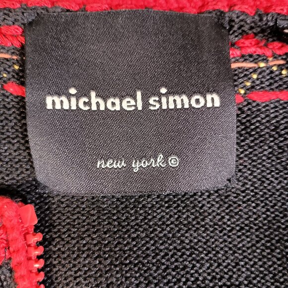 Vintage Michael Simon Women L Christmas Embroidered Full Zip Cardigan Sweater - Picture 2 of 16